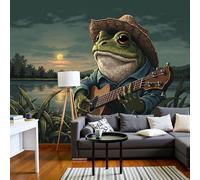 Papel Pintado Panorámico Fotomurales 200X140Cm - Papel Pintado Fotográfico Guitarrista Rana Retro Paisaje Animal Del Oeste Murales Verde Oscuro Póster Niños Juvenil Salón Dormitorio Decoración