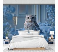 Papel Pintado Panorámico Fotomurales 250X175Cm - Papel Pintado Fotográfico Burbujas De Fantasía Búho Elegante Bañera Floral Murales Azul Póster Niños Juvenil Salón Dormitorio Decoración