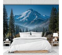Papel Pintado Panorámico Fotomurales 450X315Cm - Papel Pintado Fotográfico Montañas Boscosas Con Niebla Paisaje Natural Murales Azul Profundo Póster Niños Juvenil Salón Dormitorio Decoración