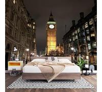 Papel Pintado Panorámico Fotomurales Arquitectura Urbana 250x175 cm, Murales de Pared Decoración Póster Vista Nocturna Del Big Ben En Londres Personalizado 3D Para Salón Dormitorio Oficina