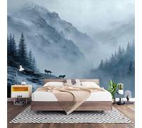 Papel Pintado Panorámico Fotomurales Azul Oscuro 200x140 cm, Murales de Pared Decoración Póster in Tejido No Tejido Manada De Lobos De La MontañA Nevada Personalizado 3D Para Salón Dormitorio Oficina