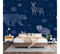 Papel Pintado Panorámico Fotomurales Azul Oscuro 200x140 cm, Murales de Pared Decoración Póster in Tejido No Tejido Cielo Estrellado Animal Abstracto Personalizado 3D Para Salón Dormitorio Oficina