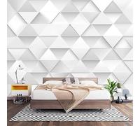 Papel Pintado Panorámico Fotomurales Blanco GrisáCeo 350x256 cm, Murales de Pared Decoración Póster in Tejido No Tejido DiseñO GeoméTrico Personalizado 3D Para Salón Dormitorio Oficina