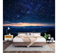 Papel Pintado Panorámico Fotomurales Cielo Estrellado Azul 250x175 cm, Murales de Pared Decoración Póster in TNT Paisaje de Cielo Estrellado Nocturno Personalizado 3D Para Salón Dormitorio Oficina