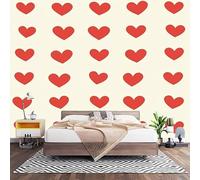Papel Pintado Panorámico Fotomurales CorazóN Rojo RomáNtico de Amor 350x256 cm, Murales de Pared Decoración Póster in Tejido No Tejido Beige Personalizado 3D Para Salón Dormitorio Oficina