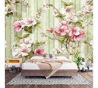Papel Pintado Panorámico Fotomurales Flores de Acuarela, Flores de Cerezo 350x256 cm, Murales de Pared Decoración Póster in Tejido No Tejido Azul Personalizado 3D Para Salón Dormitorio Oficina