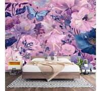 Papel Pintado Panorámico Fotomurales Flores RomáNticas de EnsueñO 400x280 cm, Murales de Pared Decoración Póster in Tejido No Tejido Vistoso Personalizado 3D Para Salón Dormitorio Oficina