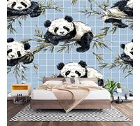 Papel Pintado Panorámico Fotomurales GeometríA Del Panda Animal 450x315 cm, Murales de Pared Decoración Póster in Tejido No Tejido Azul Claro Personalizado 3D Para Salón Dormitorio Oficina