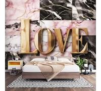 Papel Pintado Panorámico Fotomurales GeometríA MáRmol Moderno Amor 400x280 cm, Murales de Pared Decoración Póster in Tejido No Tejido Lujoso Personalizado 3D Para Salón Dormitorio Oficina