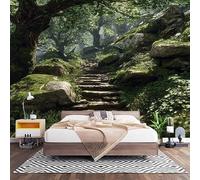 Papel Pintado Panorámico Fotomurales Naturaleza Senderos de MontañA 450x315 cm, Murales de Pared Decoración Póster in Tejido No Tejido Verde Personalizado 3D Para Salón Dormitorio Oficina