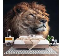 Papel Pintado Panorámico Fotomurales Negro 200x140 cm, Murales de Pared Decoración Póster in Tejido No Tejido PatróN de LeóN Animal Personalizado 3D Para Salón Dormitorio Oficina
