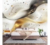 Papel Pintado Panorámico Fotomurales Ola de Lunares 250x175 cm, Murales de Pared Decoración Póster in Tejido No Tejido Blanco Personalizado 3D Para Salón Dormitorio Oficina