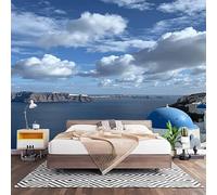 Papel Pintado Panorámico Fotomurales Paisaje de La Isla de Santorini, Grecia 450x315 cm, Murales de Pared Decoración Póster in Tejido No Tejido Paisajes Naturales Personalizado 3D Para Salón