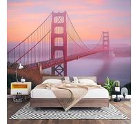Papel Pintado Panorámico Fotomurales Paisaje Del Amanecer 400x280 cm, Murales de Pared Decoración Póster in TNT Puente Golden Gate, San Francisco Personalizado 3D Para Salón Dormitorio Oficina