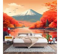 Papel Pintado Panorámico Fotomurales Paisaje OtoñAl MontañAs Bosque 200x140 cm, Murales de Pared Decoración Póster in Tejido No Tejido Naranja Personalizado 3D Para Salón Dormitorio Oficina