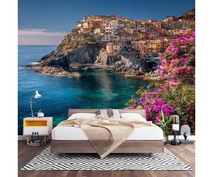 Papel Pintado Panorámico Fotomurales Paisajes de Islas y OcéAnos 200x140 cm, Murales de Pared Decoración Póster in Tejido No Tejido Azul Personalizado 3D Para Salón Dormitorio Oficina