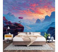 Papel Pintado Panorámico Fotomurales PatróN de Cielo en Acuarela 200x140 cm, Murales de Pared Decoración Póster in Tejido No Tejido Azul Personalizado 3D Para Salón Dormitorio Oficina