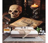 Papel Pintado Panorámico Fotomurales PatróN de Vela de Calavera 350x256 cm, Murales de Pared Decoración Póster in Tejido No Tejido MarróN Vintage Personalizado 3D Para Salón Dormitorio Oficina