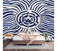 Papel Pintado Panorámico Fotomurales Rayas NáUticas 400x280 cm, Murales de Pared Decoración Póster in Tejido No Tejido Marina de Guerra Personalizado 3D Para Salón Dormitorio Oficina