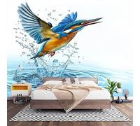 Papel Pintado Panorámico Fotomurales Tema Animal Del MartíN Pescador 250x175 cm, Murales de Pared Decoración Póster in Tejido No Tejido Blanco Personalizado 3D Para Salón Dormitorio Oficina