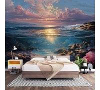 Papel Pintado Panorámico Fotomurales Vista Al Mar 350x256 cm, Murales de Pared Decoración Póster in Tejido No Tejido Mundo Submarino de FantasíA Personalizado 3D Para Salón Dormitorio Oficina