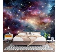 Papel Pintado Panorámico Fotomurales Vistoso 300x210 cm, Murales de Pared Decoración Póster in Tejido No Tejido Cielo Estrellado Brillante y Galaxias Personalizado 3D Para Salón Dormitorio Oficina