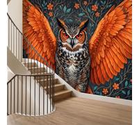 Papel pintado Panorámico Intejido 3D Realista Animales Búho Medio Duque Búho Papel pintado de pared, Tapiz Decorativo, Cuadros de pared para sala de estar, decoración de pared, 300 x 210 cm, color