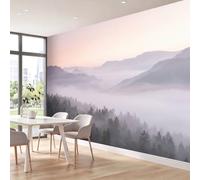 Papel pintado Panorámico Jungle Nature - Decoración XXL de pared, Montañas Bosque Niebla Árboles - Tapiz de pared para dormitorio salón o oficina - Foto de pared 350 x 256 cm