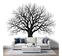 Papel pintado panorámico L200xH140 Arte Minimalista Negro Blanco Árbol | Árbol antiguo de ramas muertas papel pintado fotográfico sin tejer, tapiz y póster de pared para sala de estar, dormitorio