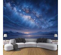 Papel Pintado Panorámico Llanuras Desérticas Cielo Estrellado 400x280cm De Seda, Fotomurales Pared Decorativos Estilo De Astrofotografía, Murales De Paredes Salón Dormitorio Habitació
