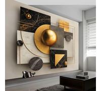 Papel pintado panorámico mármol geometría mecánico, foto mural moderna 300An x 210Al cm - Papel pintado decoración hogar abstracto moderno para salón habitación habitación infantil oficina