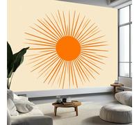 Papel Pintado Panorámico Minimalismo 500An x 280Al cm, Tapiz Mural Decoración Salón - Papel Pintado Diseño Moderno Bohemio Sol Rayas para Habitación Infantil Decoración Mural