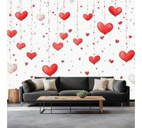 Papel Pintado Panorámico Minimalismo Patrón Corazón, Mural No Tejido Premium 200 x 140 cm, Póster Blanco para Sala de Estar, Dormitorio, Dormitorio Infantil, Decoración de Pared
