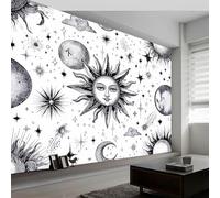Papel Pintado Panorámico Minimalista Celestial Sol Luna, Papel Pintado No Tejido Arte Fantástico para Dormitorio Salón Comedor - Decoración Mural Moderna Fondo Fotográfico Artístico 200An x 140Al cm