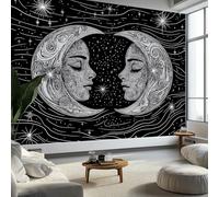 Papel Pintado Panorámico Moderno Arte Celestial para Salón Dormitorio Comedor - Mural Decorativo Artístico Luna Rayas Mandala Papel Pintado No Tejido Fotográfico 400An x 280Al cm