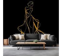 Papel pintado panorámico moderno contemporáneo para salón dormitorio comedor - Mural decorativo artístico abstracto niña rayas papel pintado no tejido fotográfico 350An x 256Al cm