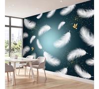 Papel pintado panorámico moderno elegante - Decoración XL de pared con plumas de pájaro Mouchures Gradiente - Tapiz de pared para dormitorio salón o oficina - Fotografía mural de 250 x 175 cm