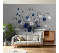 Papel pintado panorámico moderno minimalista plantas flores bañera follaje 3D pared diseño tapiz foto para sala de estar, dormitorio infantil decoración de pared sin tejidos, 250 x 175 cm