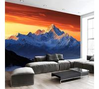 Papel Pintado Panorámico Montañas Bajo El Sol Poniente 300 X 210 Cm Fotomurales No Tejido Con Jinshan Kuarahy Guýpe, Murales Decoración Póster Pared Personalizado 3D Para Salón Dormitorio