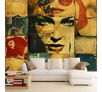 Papel Pintado Panorámico Mujer rompecabezas retro 500x280 cm Fotomurales No Tejido, Murales Decoración Póster Pared Personalizado 3D Para Salón Dormitorio