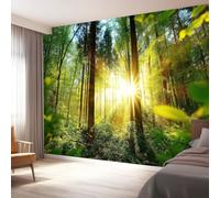 Papel pintado Panorámico Naturaleza Jungle Árboles Tronco de árbol Espacio Verde Arbustos Vellón Pared Moderna Decoración Pared Sala Dormitorio Oficina Comedor, 200 x 140 cm