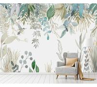Papel pintado Panorámico Nature Jungle 3d Seda, 500 x 280 cm Papel pintado selva tropical - hojas, flores, pájaros grandes murales, póster para sala de estar, adulto habitación infantil decoración