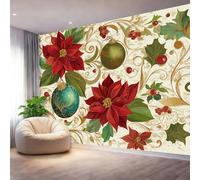 Papel Pintado Panorámico Navidad Art Decó Globos Fotomurales Murales de Pared Decoración Póster in Tejido No Tejido Personalizado 3D Para Salón Dormitorio Oficina, 300 x 210 cm, Multicolor
