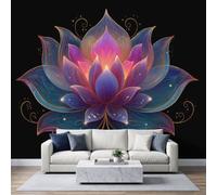 Papel pintado panorámico no tejido, 150 x 105 cm, estilo Mandala, Lotus con diseño de estrella de papel pintado, para sala de estar, dormitorio infantil, decoración de pared