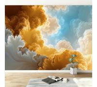 Papel pintado panorámico paisaje cielo nubes floral, foto mural moderna 450An x 280Al cm - Papel pintado decoración hogar abstracto fractal para salón habitación habitación infantil oficina