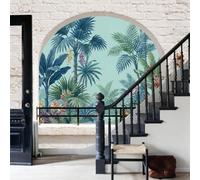 Papel Pintado Panorámico paisaje de selva tropical,Fotomural Paisaje Coco nórdico digno de Instagram,Papel Pintado Tejido No Tejido ,Decoración de Pared para Salón Dormitorio Oficina,368x254cm