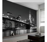 Papel pintado panorámico paisaje urbano 250An x 175Al cm, tapiz mural decoración salón - Papel pintado diseño moderno nueva york arquitectura puente para habitación infantil decoración mural