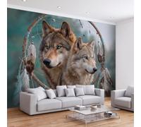 Papel pintado panorámico para atrapasueños, animales salvajes, lobo, póster de pared, arte fantástico, 500 x 280 cm, papel pintado 3D para sala de estar, dormitorio de niños, decoración de pared de