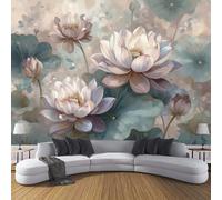 Papel Pintado Panorámico Pintura Tinta Loto 500An×350Al cm Fotomurales No Tejido, Elegante Floral Mural Foto XXL Decoración Póster Pared 3D Para Salón Fotográfico Dormitorio Pared Sala