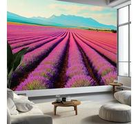 Papel Pintado Panorámico Planta Lavanda Campo de Flores, Papel Pintado No Tejido Natural Paisajes para Dormitorio Salón Comedor - Decoración Mural Moderna Fondo Fotográfico Artístico 300An x 210Al cm